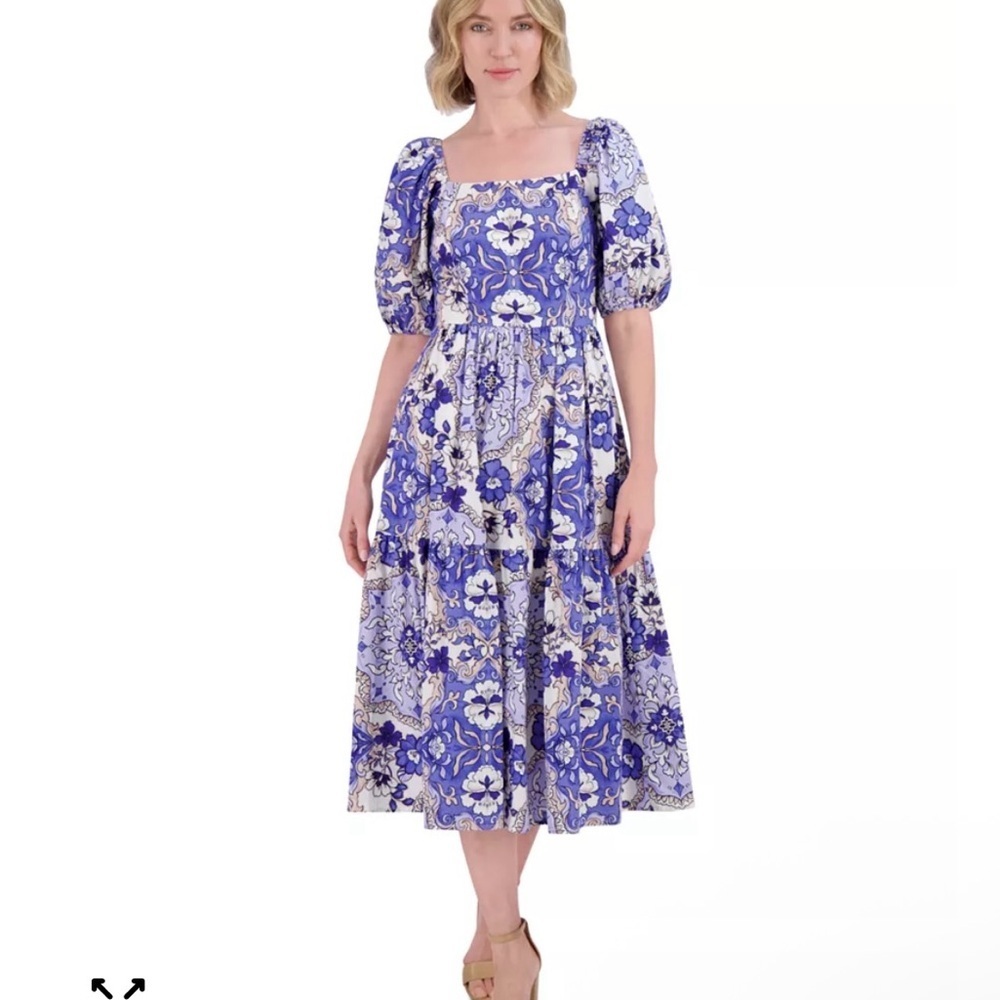 NWT Vince Camuto Blue and White Floral Midi Dress